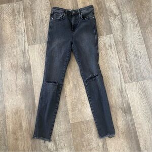 We The Free Skinny Jeans Size 27 High Rise Stretch Distressed Denim Faded Black